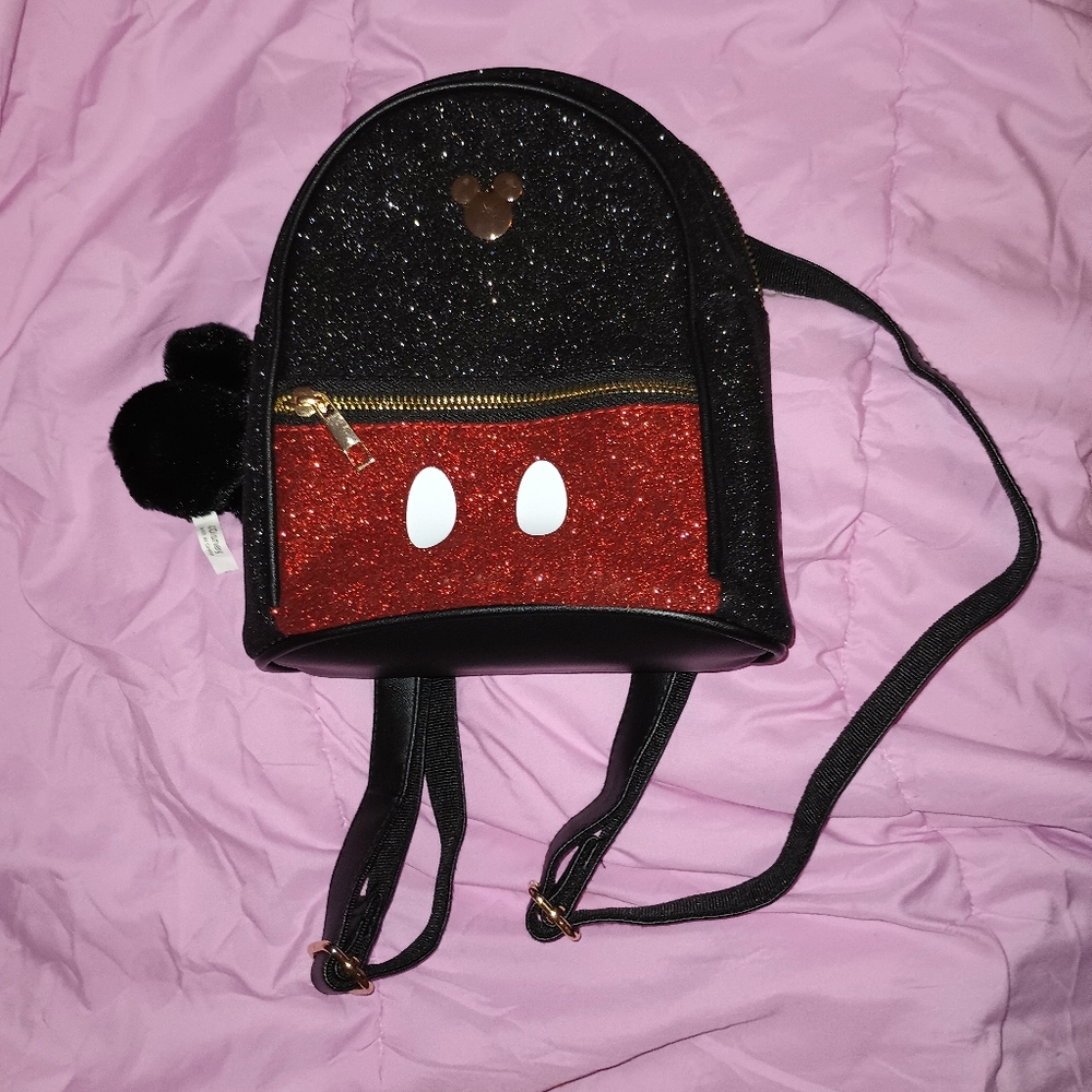 Bioworld Disney Mickey Mouse Glitter Mini Backpack & Card Holder Wallet Set